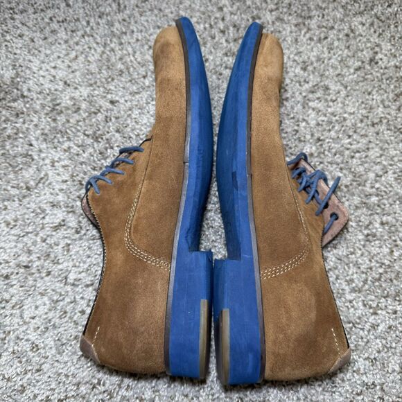 Johnston & Murphy Shoes Men's 9M Suede Flex Cognac Brown Blue Sole - Picture 6 of 10